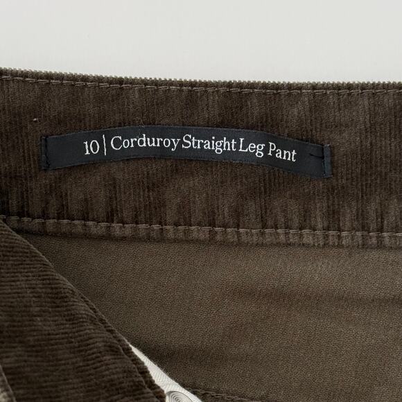 Talbots Dark Green Size 10 Corduroy Straight Leg Pant High Waist Stretch - Picture 6 of 11